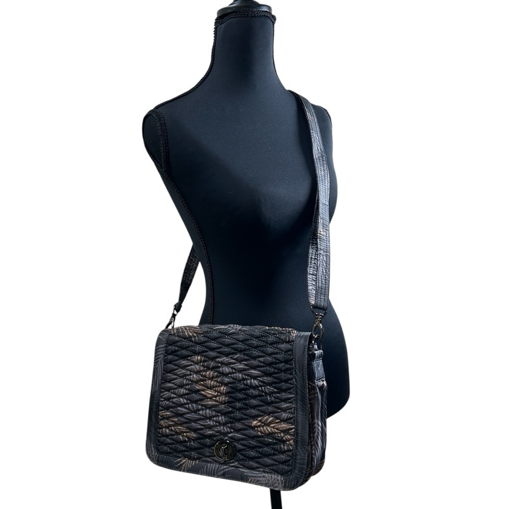 NWOT Lug Presto Crossbody Bag w/RFID Tropical Gray Tan Black Quilted Design